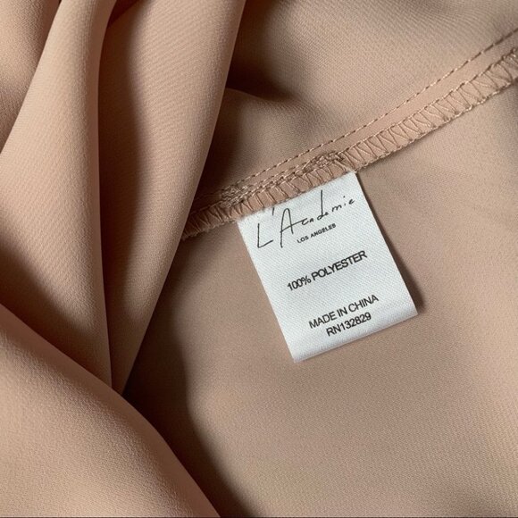 Revolve L'Academie Cold Shoulder Tie Long Sleeve Blouse Taupe Pink Size XS - Picture 8 of 16